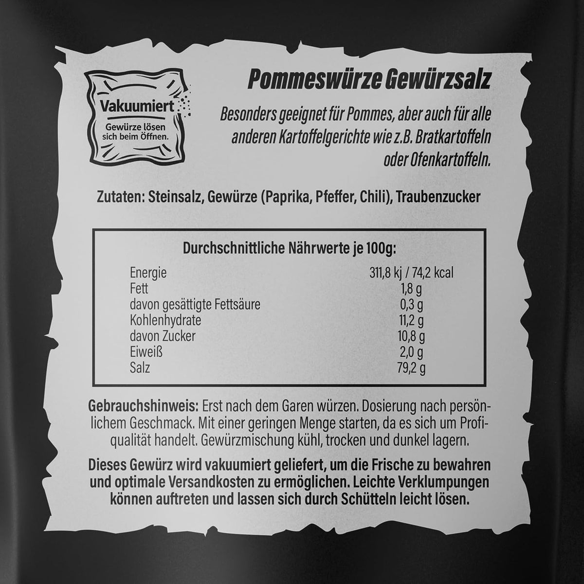 Pommeswürze Zutaten Inhaltsstoffe