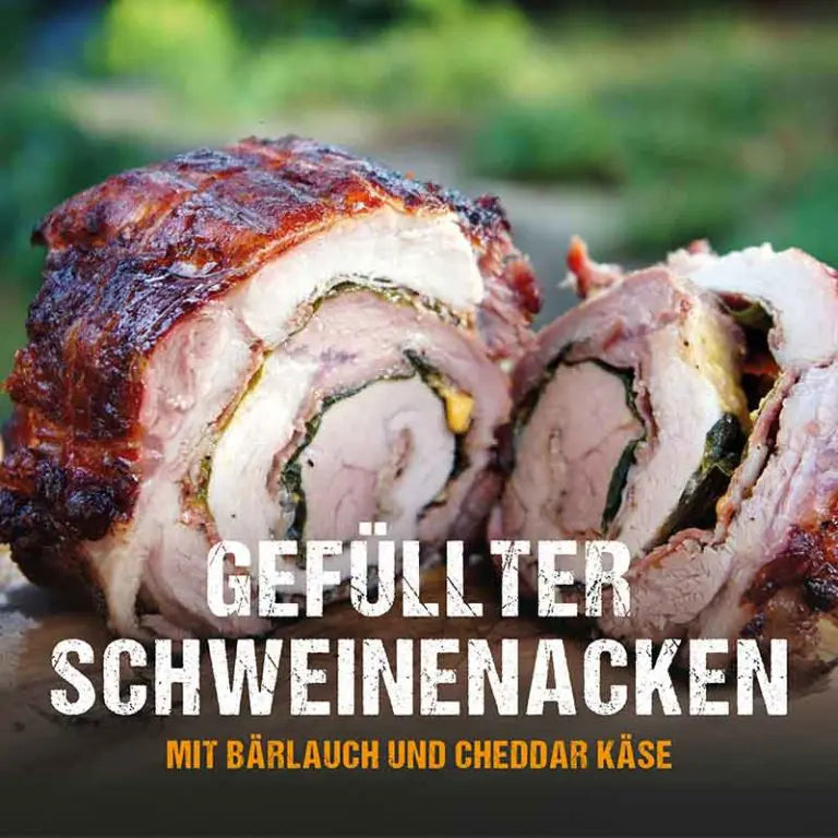 Mit Bärlauch gefüllter Schweinenacken-Rollbraten