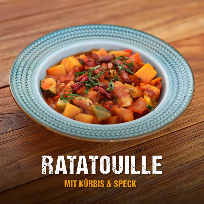 Kürbis-Ratatouille mit Speck