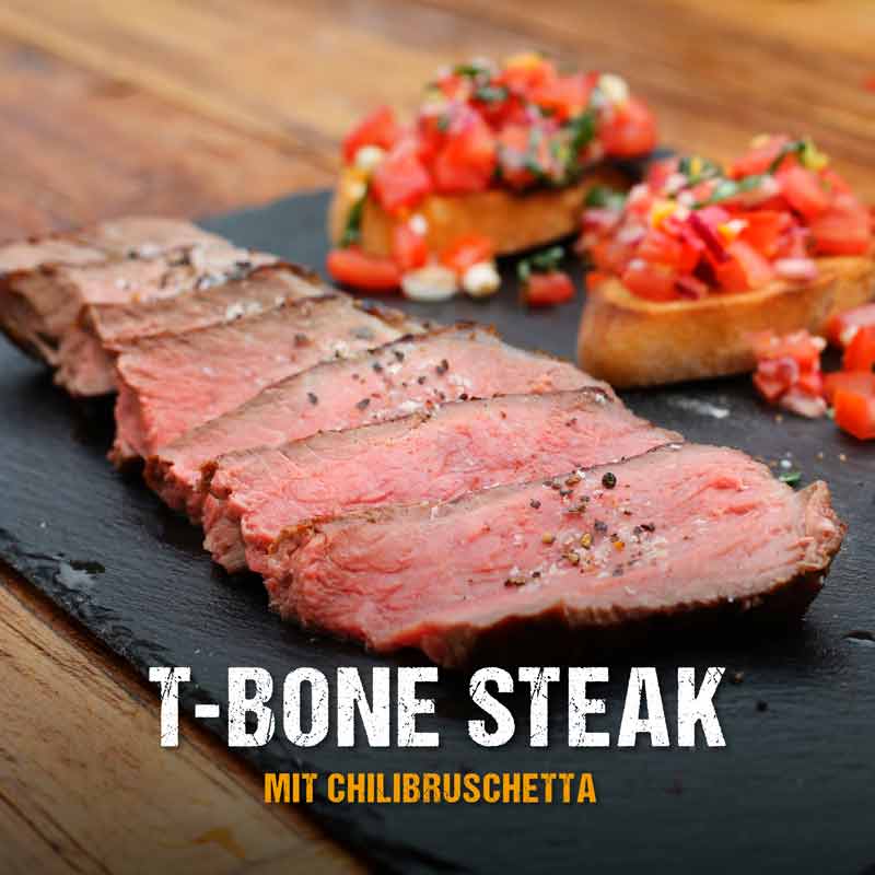 T-bone steak mit Chili-Bruschetta