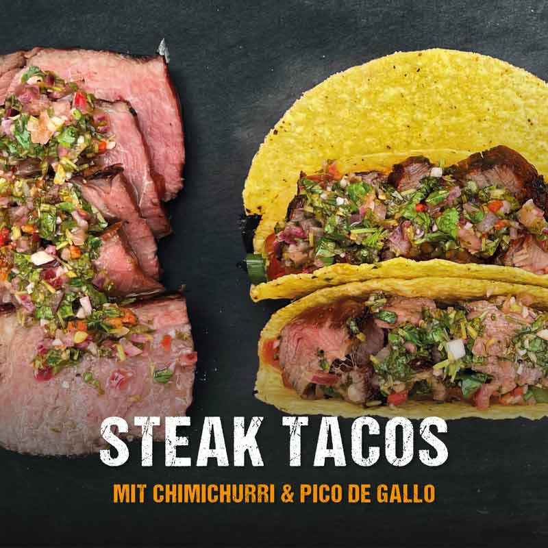 Steak Tacos mit Chimichurri &amp; Pico de Gallo