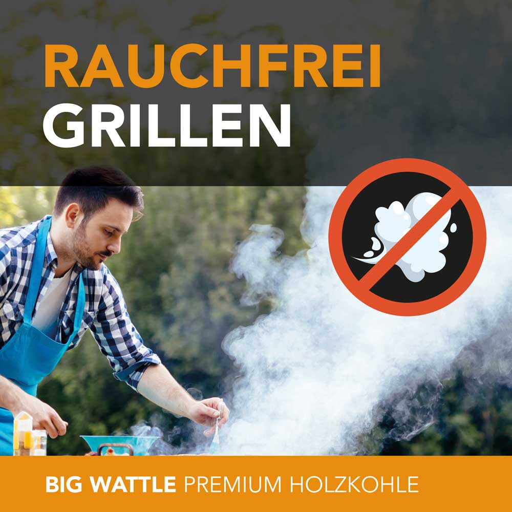 Holzkohle BIG WATTLE von McBrikett - rauchfrei