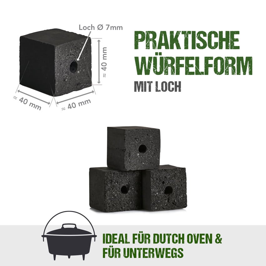 KOKOKO CUBES mit Loch Kokosbriketts Grillkohle von McBrikett